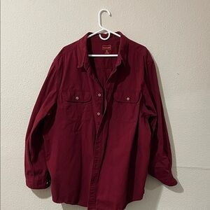 Men's Burgundy Button-Up Shirt Jacket